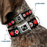 Dog Bone Seatbelt Buckle Collar - BD Argyle Black/Red/Gray