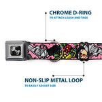 Dog Bone Seatbelt Buckle Collar - Born to Raise Hell CLOSE-UP Pink