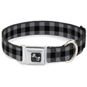 Dog Bone Seatbelt Buckle Collar - Buffalo Plaid Black/Gray