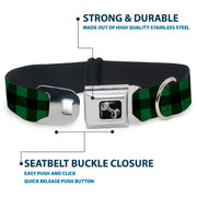 Dog Bone Seatbelt Buckle Collar - Buffalo Plaid Black/Green