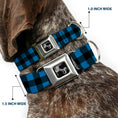 Load image into Gallery viewer, Dog Bone Seatbelt Buckle Collar - Buffalo Plaid Black/Turquoise
