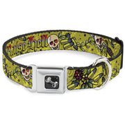 Dog Bone Seatbelt Buckle Collar - Born to Raise Hell Yellow