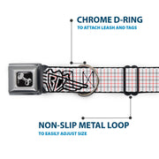 Dog Bone Seatbelt Buckle Collar - BD Plaid White/Gray/Red