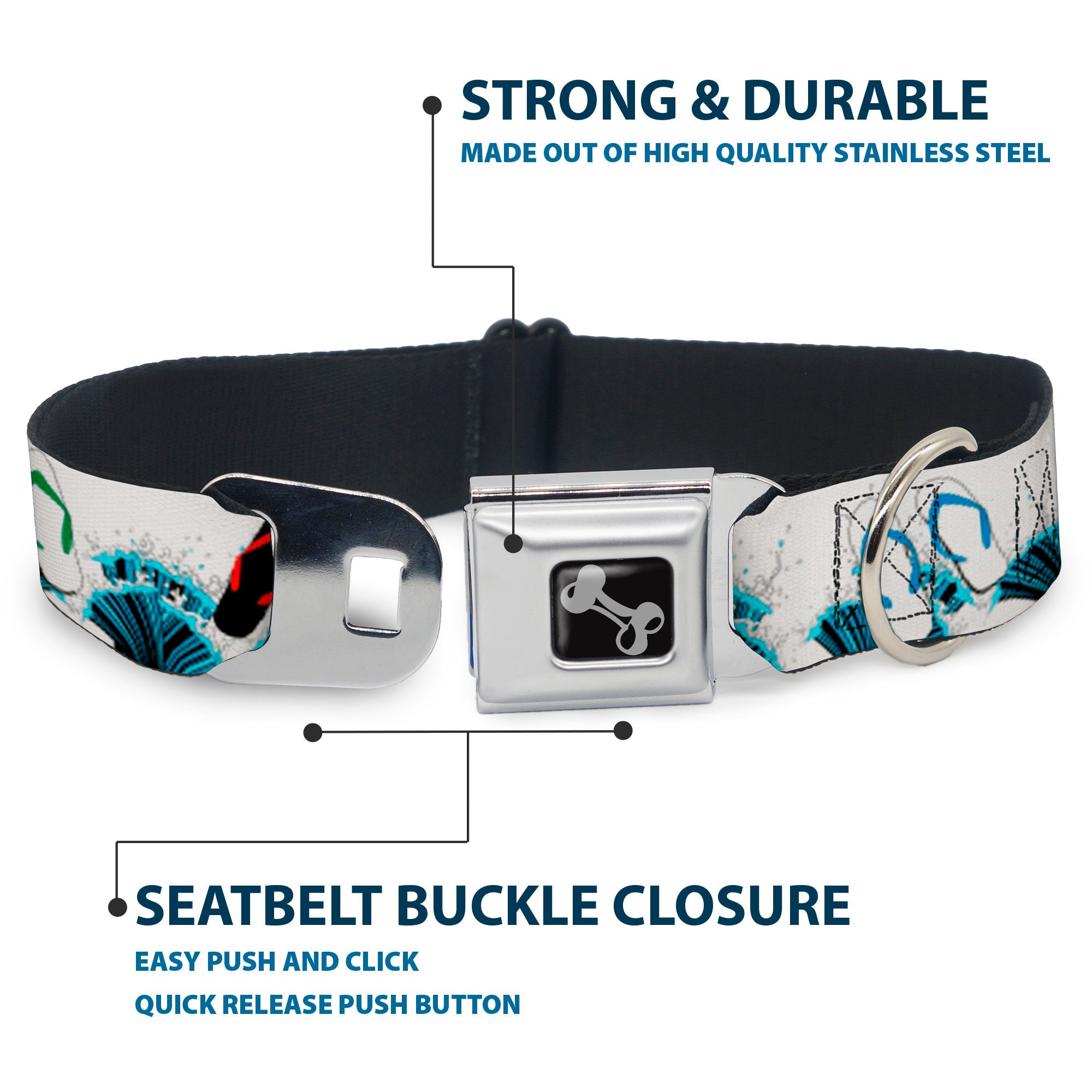 Dog Bone Seatbelt Buckle Collar - Beach Flip Flops