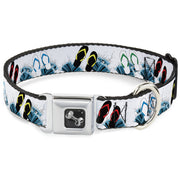 Dog Bone Seatbelt Buckle Collar - Beach Flip Flops
