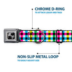 Dog Bone Seatbelt Buckle Collar - Buffalo Plaid White/Multi Color