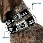 Dog Bone Seatbelt Buckle Collar - Butterfly Garden2 Black/White