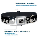 Dog Bone Seatbelt Buckle Collar - Butterfly Garden2 Black/White