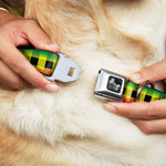 Dog Bone Seatbelt Buckle Collar - Buffalo Plaid Rasta