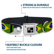 Dog Bone Seatbelt Buckle Collar - Brazil Flags