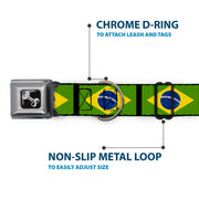 Dog Bone Seatbelt Buckle Collar - Brazil Flags