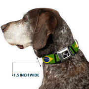 Dog Bone Seatbelt Buckle Collar - Brazil Flags