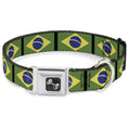 Load image into Gallery viewer, Dog Bone Seatbelt Buckle Collar - Brazil Flags

