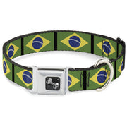 Dog Bone Seatbelt Buckle Collar - Brazil Flags