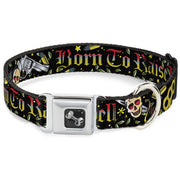 Dog Bone Seatbelt Buckle Collar - Born to Raise Hell Black