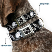 Dog Bone Seatbelt Buckle Collar - BD Skulls w/Wings Black/White
