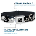 Load image into Gallery viewer, Dog Bone Seatbelt Buckle Collar - BD Skulls w/Wings Black/White
