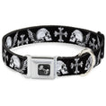 Load image into Gallery viewer, Dog Bone Seatbelt Buckle Collar - BD Skulls w/Wings Black/White
