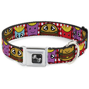 Dog Bone Seatbelt Buckle Collar - Burger & Fries Cartoon