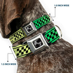 Dog Bone Seatbelt Buckle Collar - Buckle-Down Cab Stripe Green/Yellow Fade