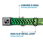 Dog Bone Seatbelt Buckle Collar - Buckle-Down Cab Stripe Green/Yellow Fade