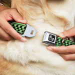 Dog Bone Seatbelt Buckle Collar - Buckle-Down Cab Stripe Green/Yellow Fade