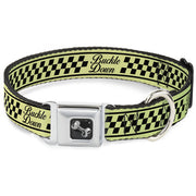 Dog Bone Seatbelt Buckle Collar - Buckle-Down Cab Stripe Green/Yellow Fade