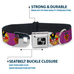 Dog Bone Seatbelt Buckle Collar - Bunny Superhero Purple