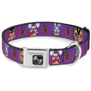 Dog Bone Seatbelt Buckle Collar - Bunny Superhero Purple