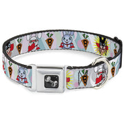 Dog Bone Seatbelt Buckle Collar - Bunny Superhero Multi Pastel