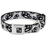 Buckle-Down Seatbelt Buckle Dog Collar - Brass Knuckles White/Gray/Black