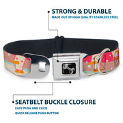 Dog Bone Seatbelt Buckle Collar - Block Penguins Mauve