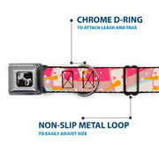 Dog Bone Seatbelt Buckle Collar - Block Penguins Mauve