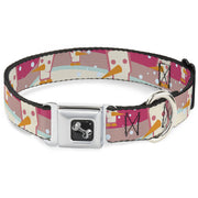 Dog Bone Seatbelt Buckle Collar - Block Penguins Mauve