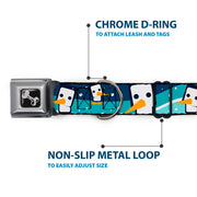 Dog Bone Seatbelt Buckle Collar - Block Penguins Navy