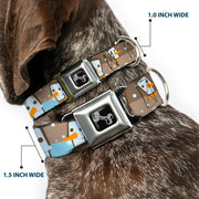 Dog Bone Seatbelt Buckle Collar - Block Penguins Tan