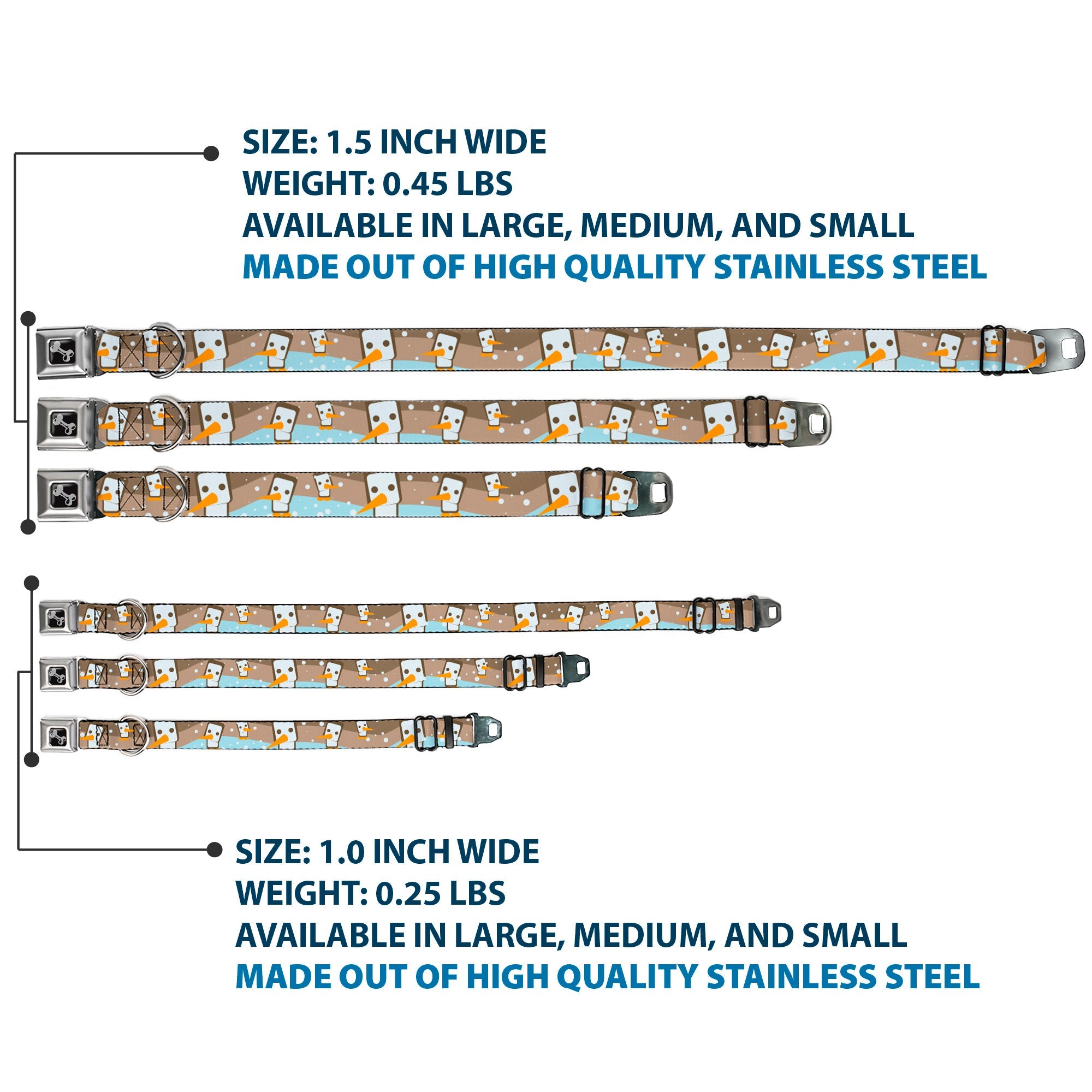 Dog Bone Seatbelt Buckle Collar - Block Penguins Tan