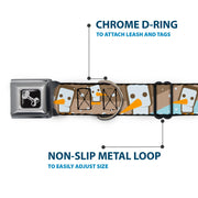 Dog Bone Seatbelt Buckle Collar - Block Penguins Tan