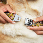 Dog Bone Seatbelt Buckle Collar - Bacon Cartoon Yellow