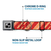 Dog Bone Seatbelt Buckle Collar - Bacon Slices Red