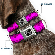 Dog Bone Seatbelt Buckle Collar - Boudoir Wallpaper Fuchsia/Black