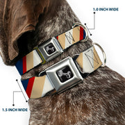 Dog Bone Seatbelt Buckle Collar - Ball/Stripes Tan/Blue/Burgundy