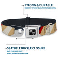 Load image into Gallery viewer, Dog Bone Seatbelt Buckle Collar - Ball/Stripes Tan/Blue/Burgundy
