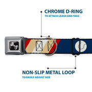 Dog Bone Seatbelt Buckle Collar - Ball/Stripes Tan/Blue/Burgundy