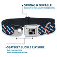 Load image into Gallery viewer, Dog Bone Seatbelt Buckle Collar - Bones Blue/Tan/Red
