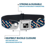 Dog Bone Seatbelt Buckle Collar - Bones Blue/Tan/Red