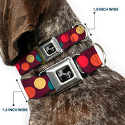 Dog Bone Seatbelt Buckle Collar - Big Dots Purple/Multi Pastel