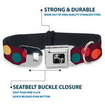 Dog Bone Seatbelt Buckle Collar - Big Dots Purple/Multi Pastel