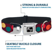 Dog Bone Seatbelt Buckle Collar - Big Dots Purple/Multi Pastel