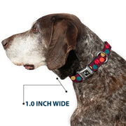 Dog Bone Seatbelt Buckle Collar - Big Dots Purple/Multi Pastel